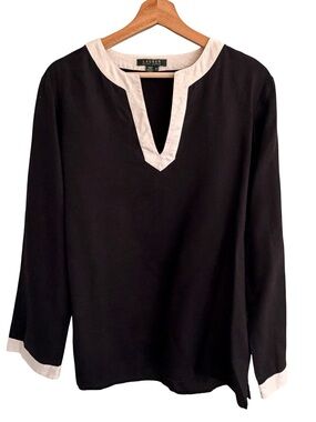 Lauren Ralph Lauren Womens Linen Tunic Top Size M Preppy Old Money Quiet Luxury